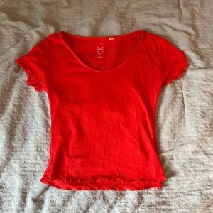 PacSun Red Scoop Neck PS Basics Short Sleeve T-shirt - Size S